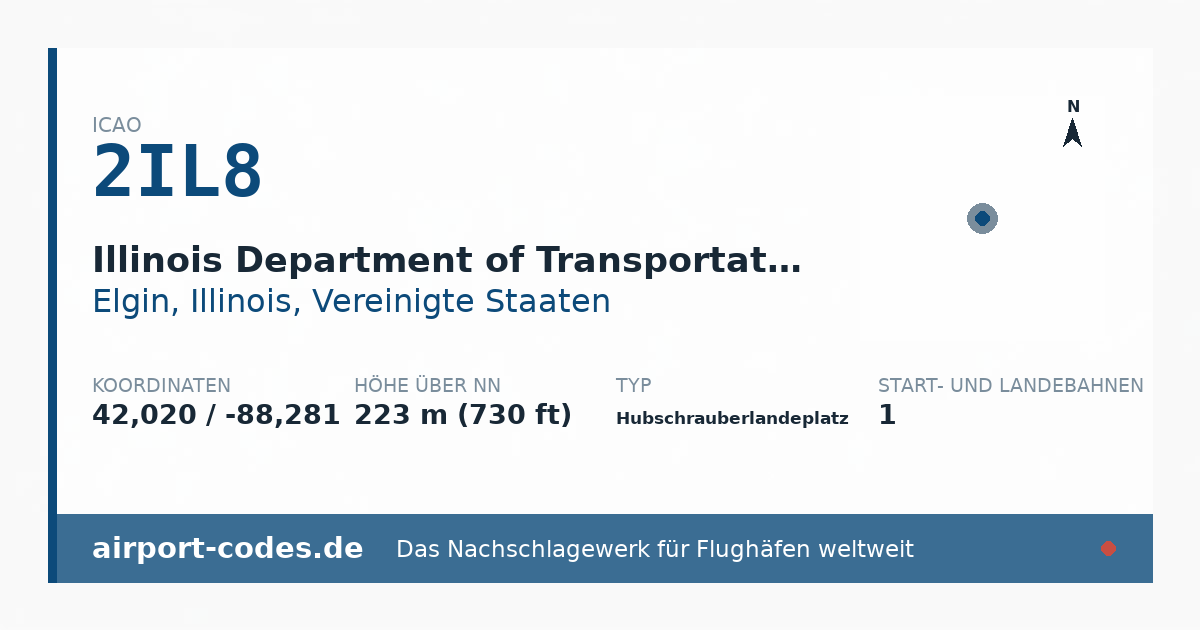 Generierte Übersichtsgrafik zum Flughafen Illinois Department of Transportation Heliport mit Codes, Koordinaten und Bahnenskizze