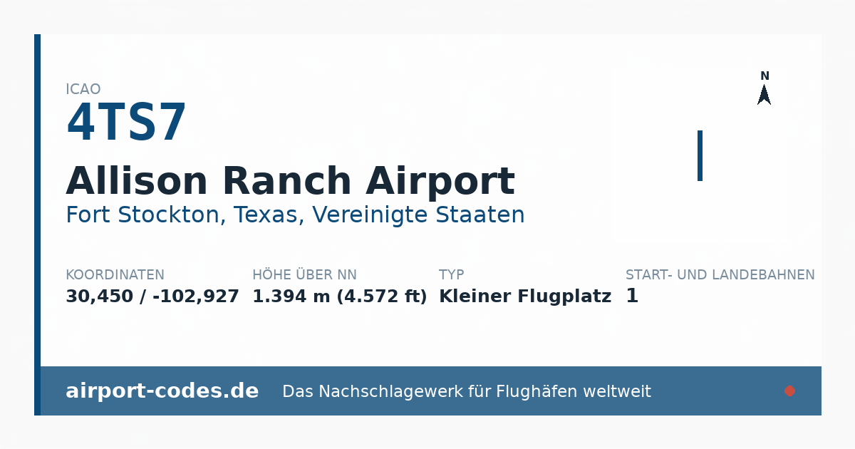 Generierte Übersichtsgrafik zum Flughafen Allison Ranch Airport mit Codes, Koordinaten und Bahnenskizze