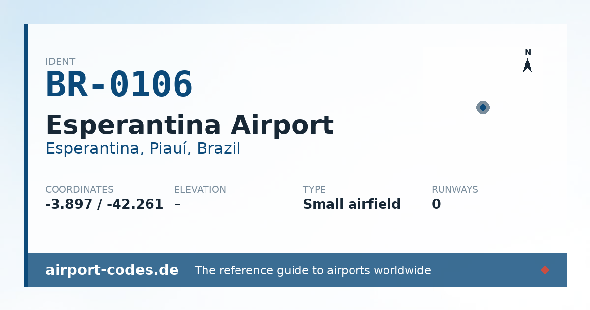 Generated summary graphic for Esperantina Airport showing codes, coordinates and a runway sketch