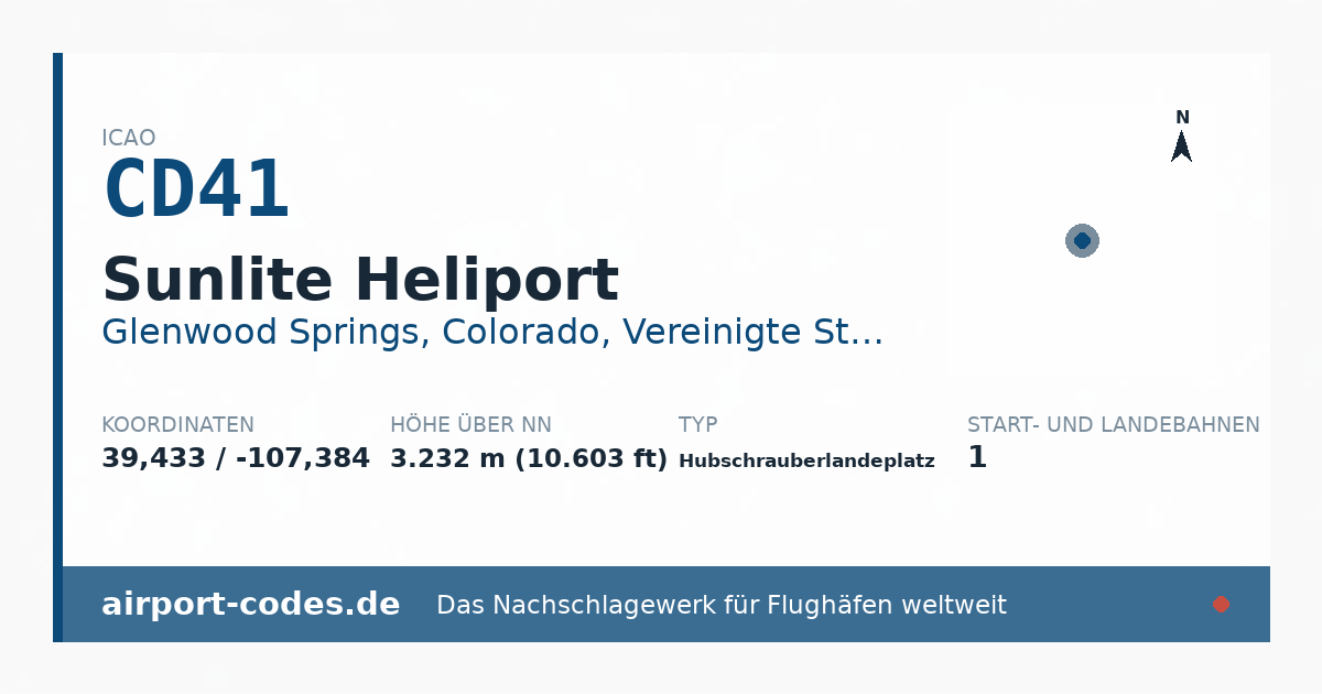 Generierte Übersichtsgrafik zum Flughafen Sunlite Heliport mit Codes, Koordinaten und Bahnenskizze