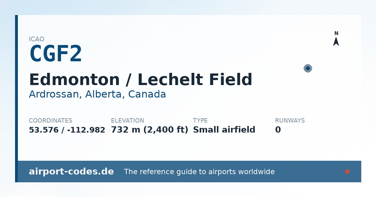 Generated summary graphic for Edmonton / Lechelt Field showing codes, coordinates and a runway sketch