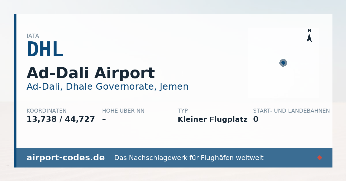 Generierte Übersichtsgrafik zum Flughafen Ad-Dali Airport mit Codes, Koordinaten und Bahnenskizze