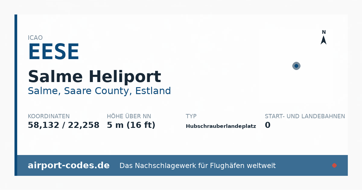 Generierte Übersichtsgrafik zum Flughafen Salme Heliport mit Codes, Koordinaten und Bahnenskizze