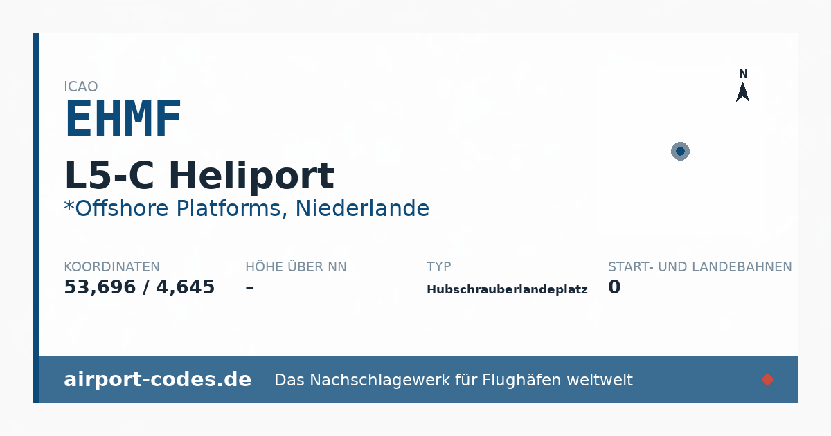 Generierte Übersichtsgrafik zum Flughafen L5-C Heliport mit Codes, Koordinaten und Bahnenskizze