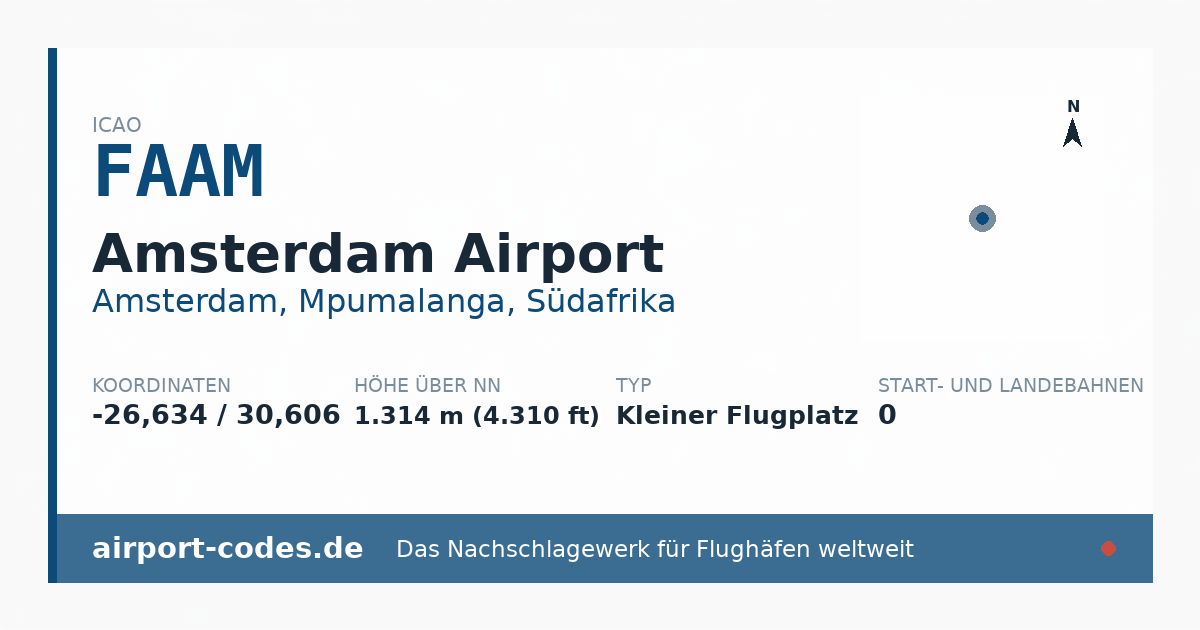 Generierte Übersichtsgrafik zum Flughafen Amsterdam Airport mit Codes, Koordinaten und Bahnenskizze