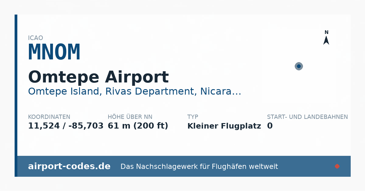 Generierte Übersichtsgrafik zum Flughafen Omtepe Airport mit Codes, Koordinaten und Bahnenskizze
