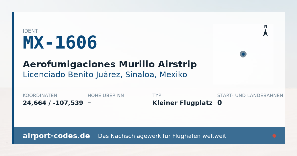 Generierte Übersichtsgrafik zum Flughafen Aerofumigaciones Murillo Airstrip mit Codes, Koordinaten und Bahnenskizze