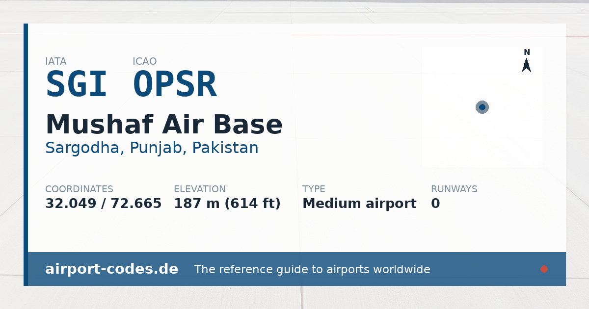 Generated summary graphic for Mushaf Air Base showing codes, coordinates and a runway sketch