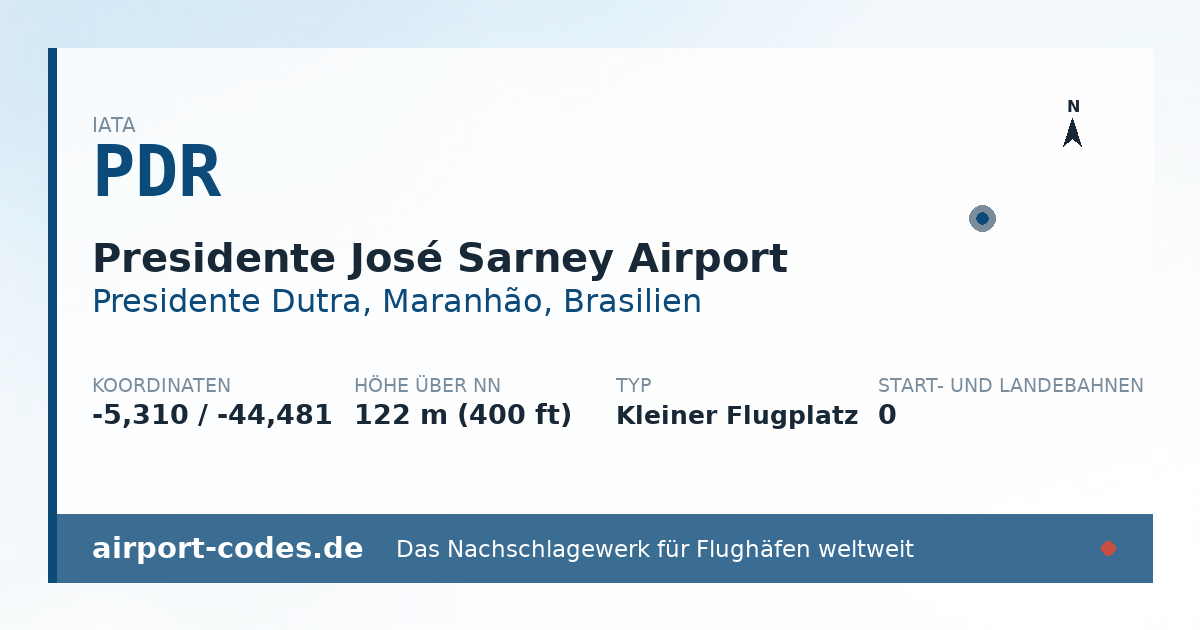 Generierte Übersichtsgrafik zum Flughafen Presidente José Sarney Airport mit Codes, Koordinaten und Bahnenskizze