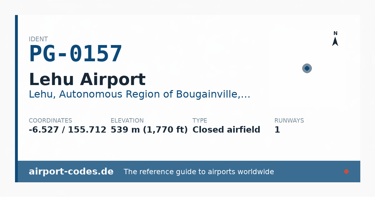Generated summary graphic for Lehu Airport showing codes, coordinates and a runway sketch