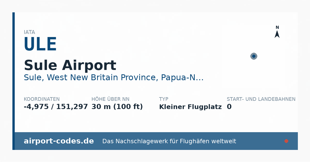 Generierte Übersichtsgrafik zum Flughafen Sule Airport mit Codes, Koordinaten und Bahnenskizze