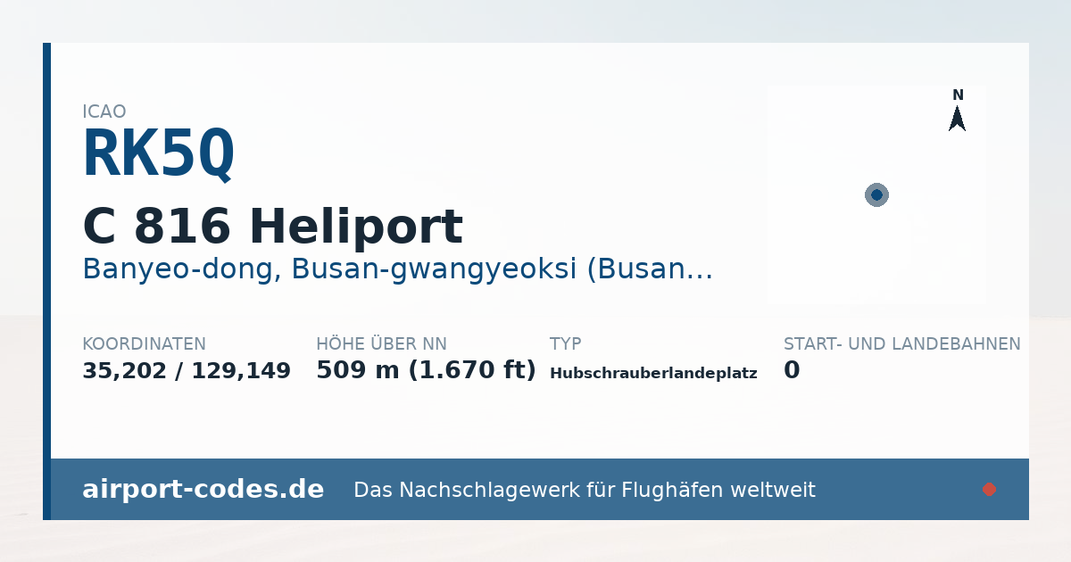 Generierte Übersichtsgrafik zum Flughafen C 816 Heliport mit Codes, Koordinaten und Bahnenskizze
