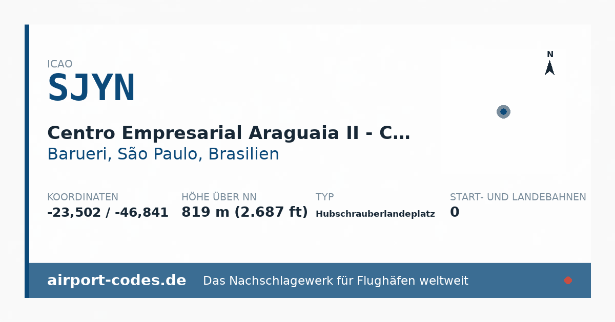 Generierte Übersichtsgrafik zum Flughafen Centro Empresarial Araguaia II - CEA II Helipad mit Codes, Koordinaten und Bahnenskizze