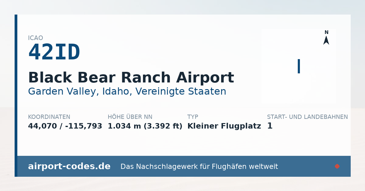Generierte Übersichtsgrafik zum Flughafen Black Bear Ranch Airport mit Codes, Koordinaten und Bahnenskizze