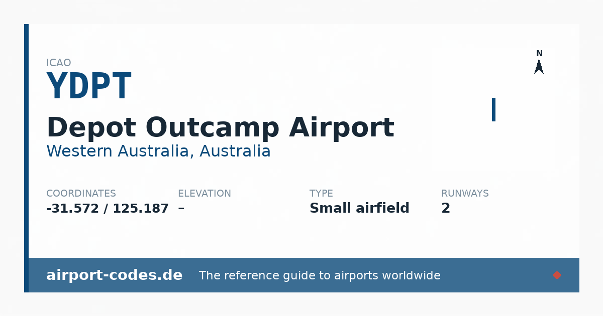 Generated summary graphic for Depot Outcamp Airport showing codes, coordinates and a runway sketch